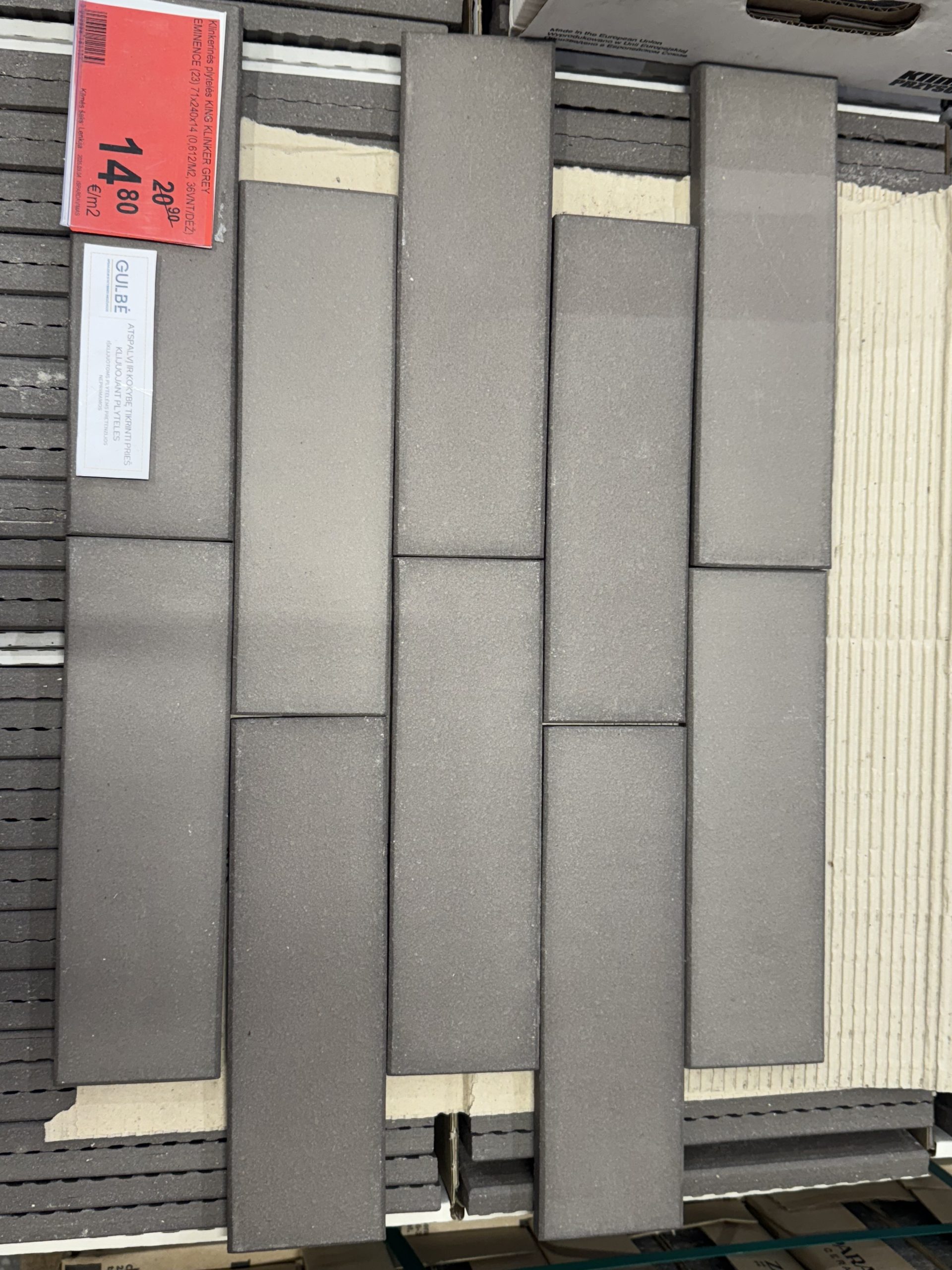 Klinkerinės plytelės KING KLINKER 23 Grey Eminence, 71x240x14mm Klaipėda