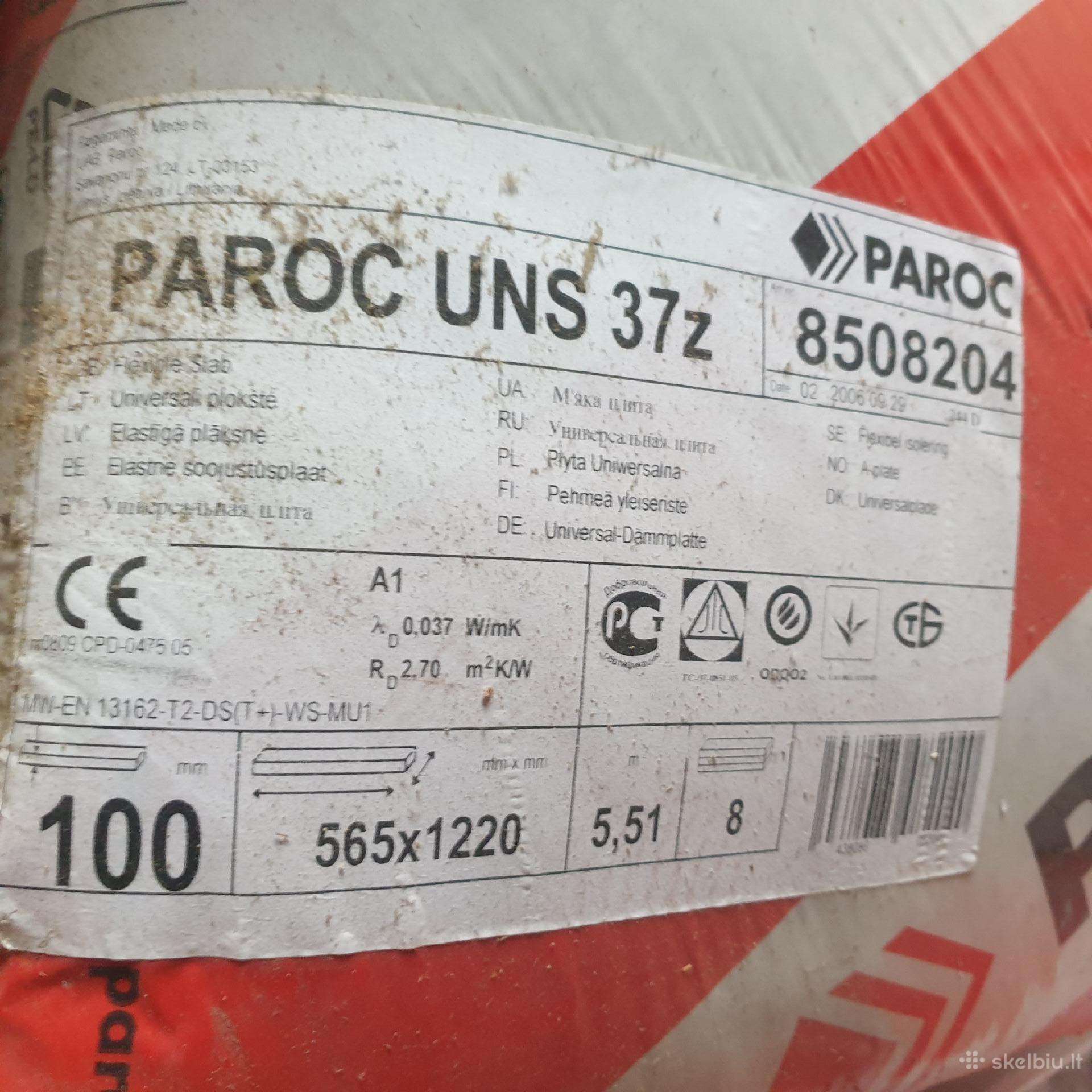 Paroc akmens vata 100 x 565 x 1220 (5.51 kv. m/pk)