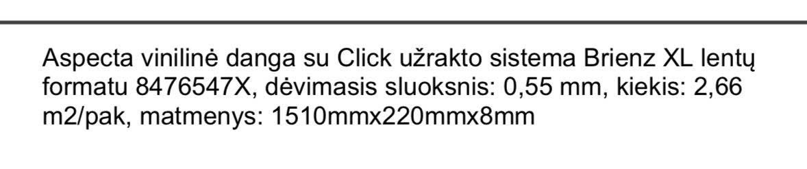Aspecta vinilinė danga su Click užrakto sistema Brienz XL lentų formatu 8476547X