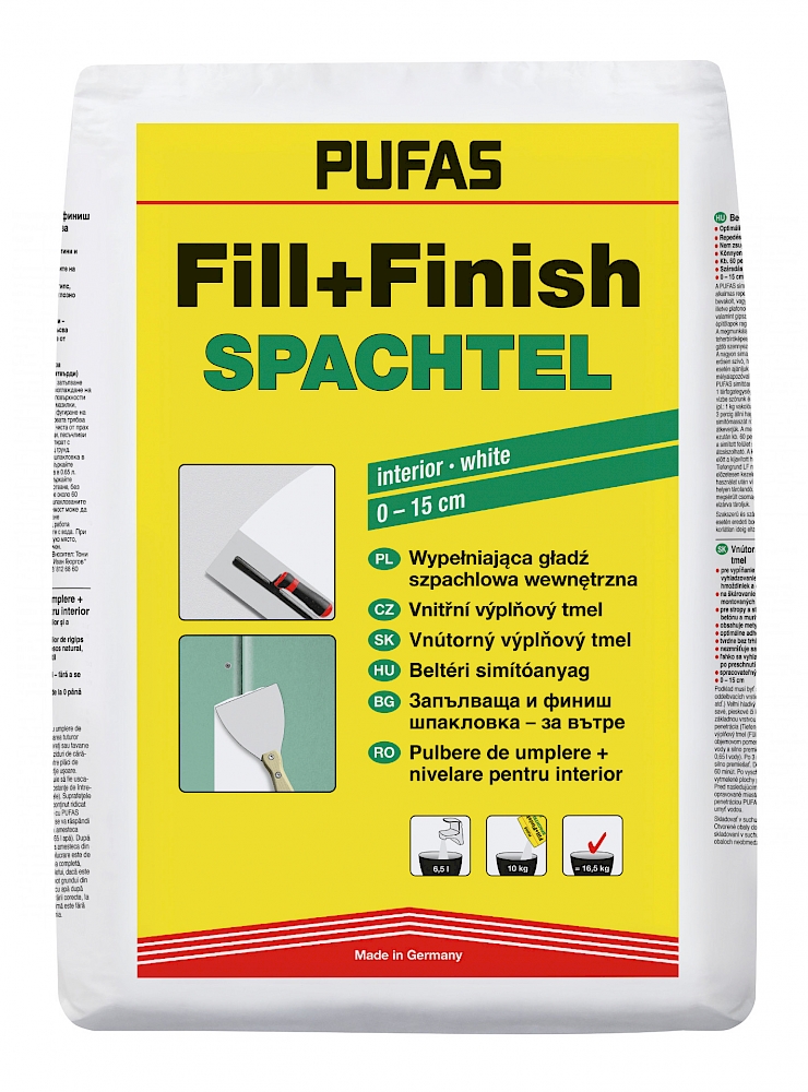 PUFAS Fill+Finish vidaus glaistas, 10 kg