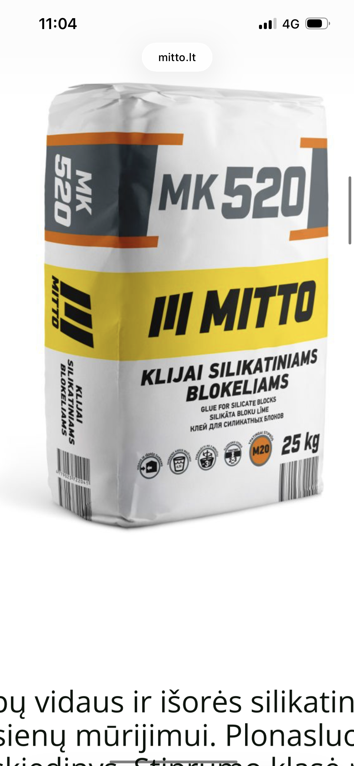 Mitto MK520 stiprumo klasė M20 25kg
