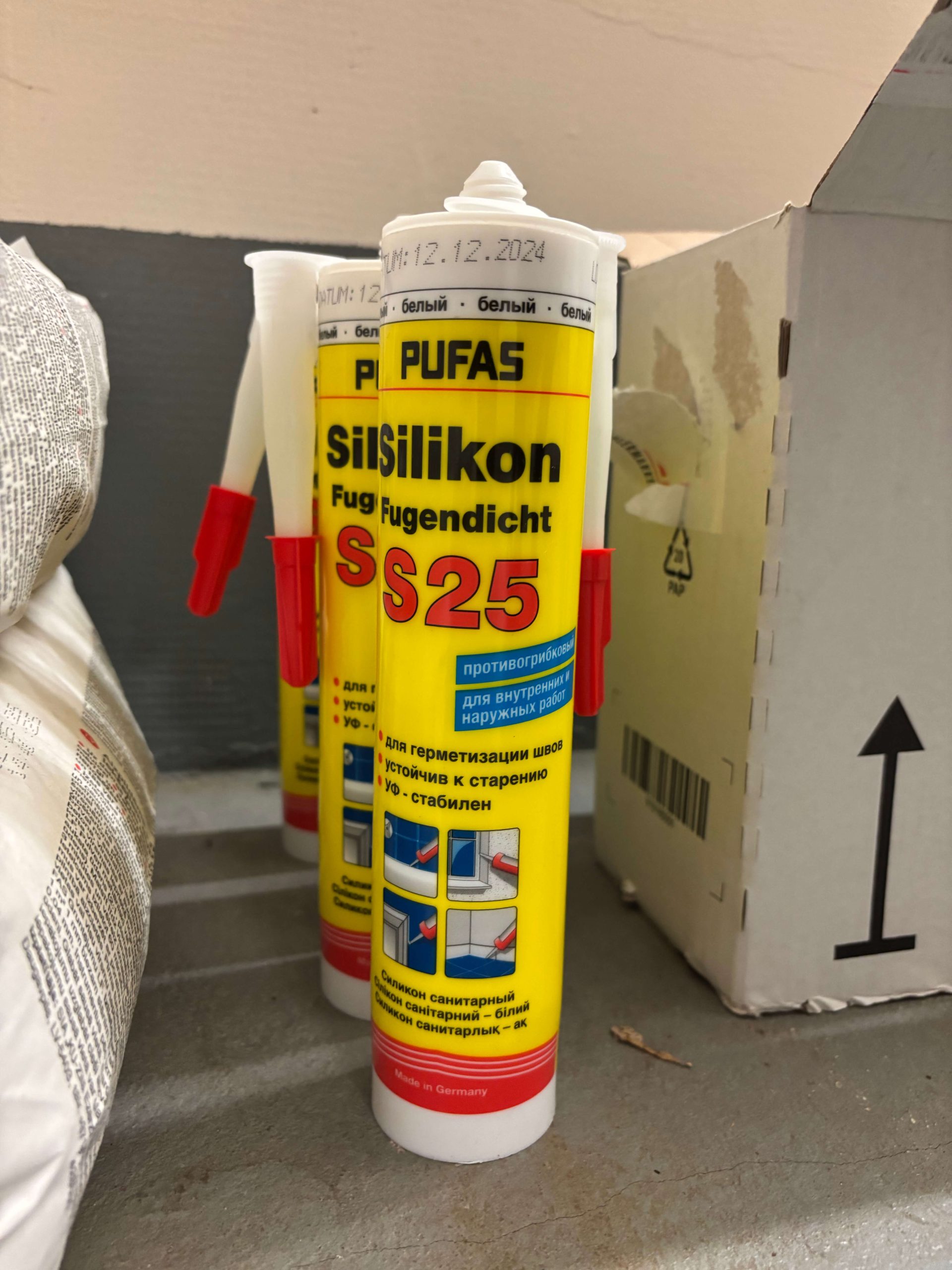 PUFAS Silikon S25 sanitarinis silikoninis hermetikas, baltas, 310 ml