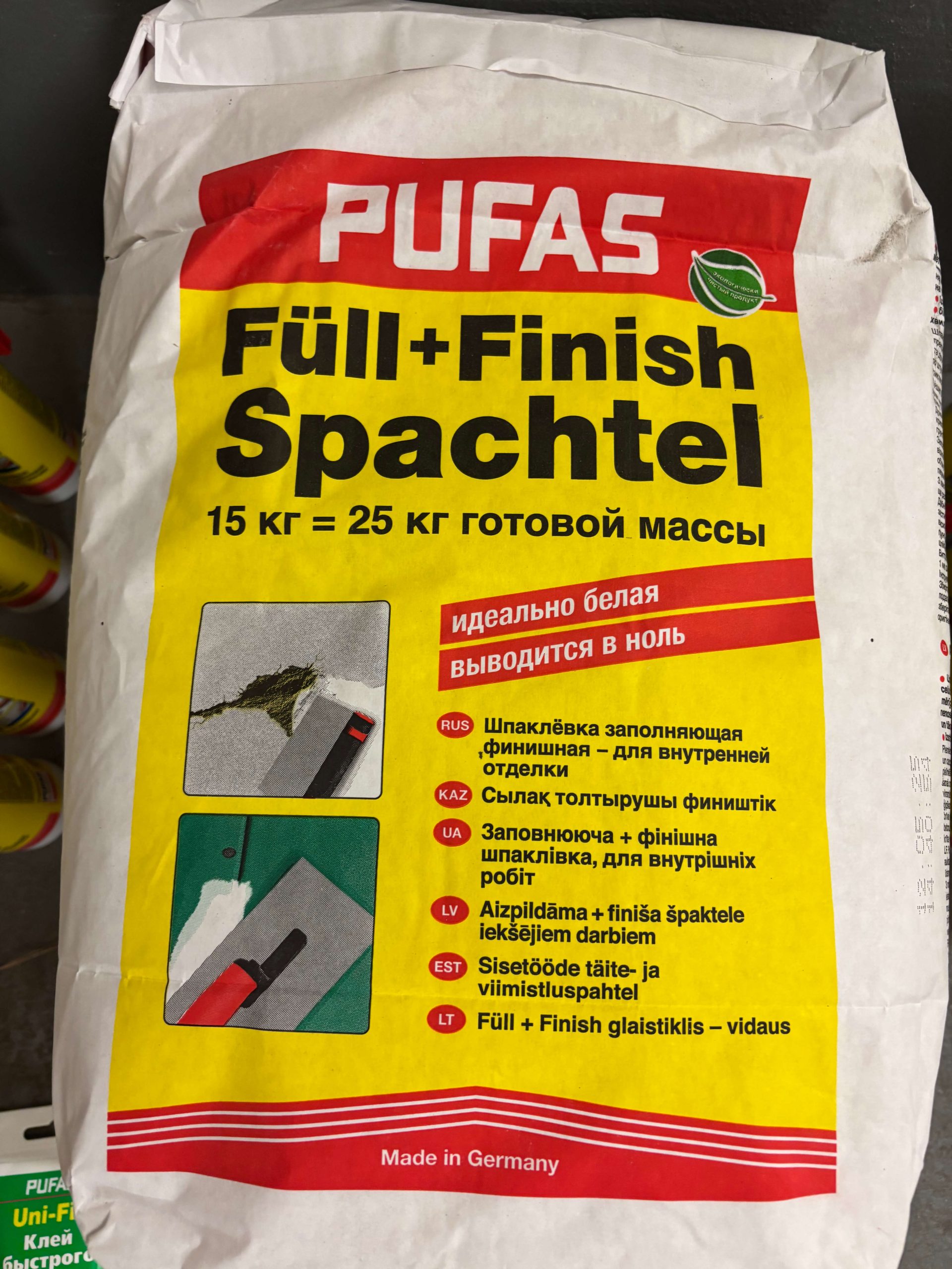 PUFAS Fill+Finish universalus vidaus glaistas, 15 kg
