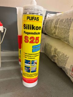 PUFAS Silikon S25 sanitarinis silikoninis hermetikas, skaidrus, 310 ml