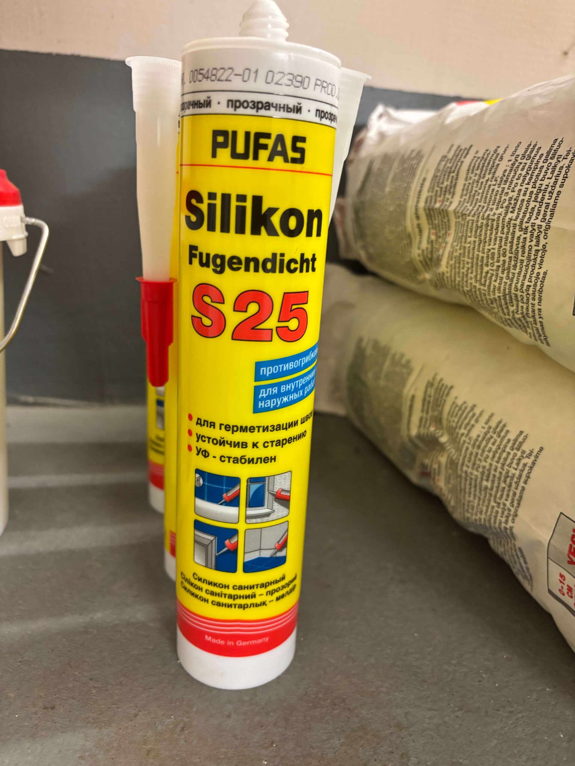 PUFAS Silikon S25 sanitarinis silikoninis hermetikas, skaidrus, 310 ml