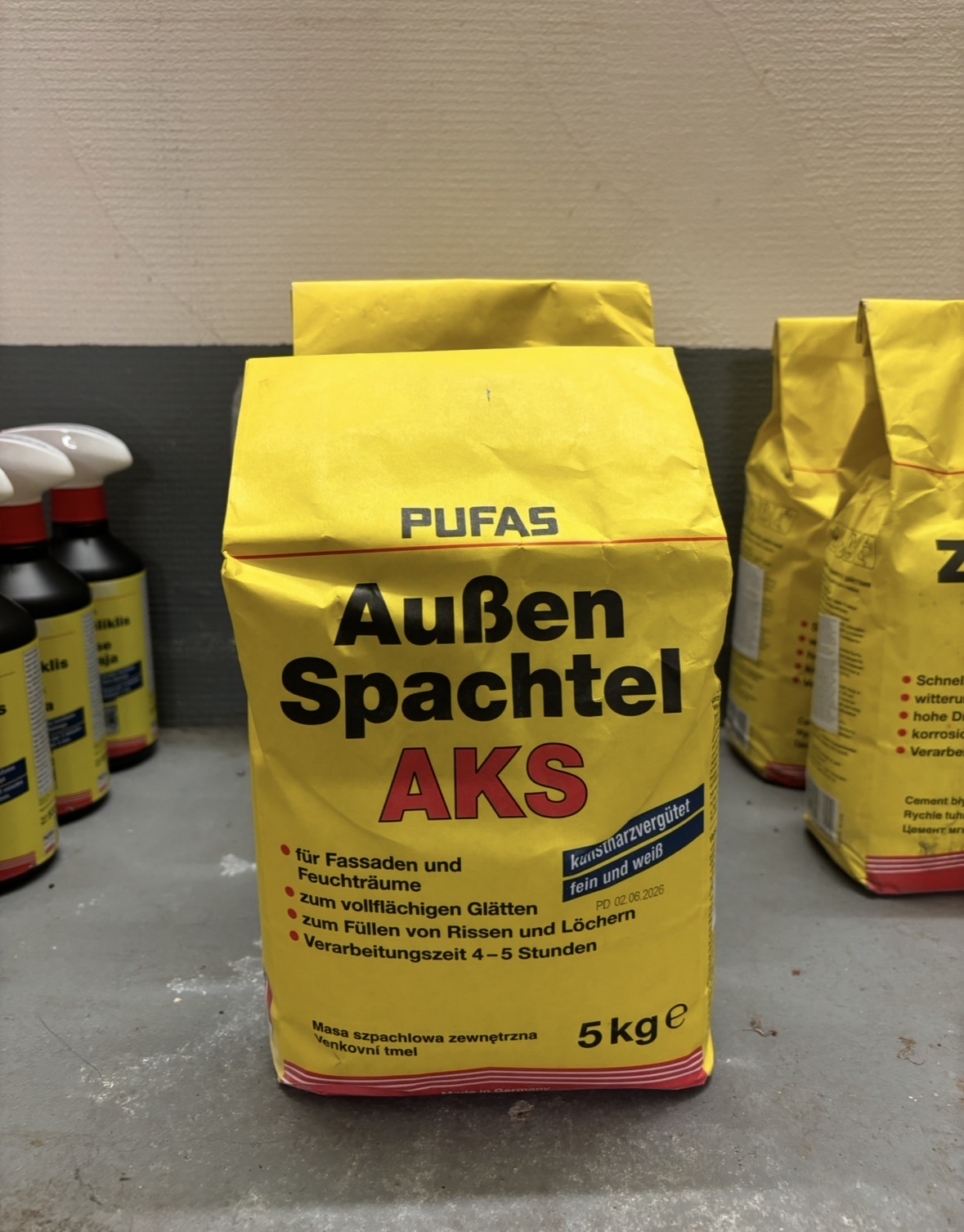 PUFAS Außen Spachtel AKS cementinis glaistas vidaus ir lauko darbams, 5 kg